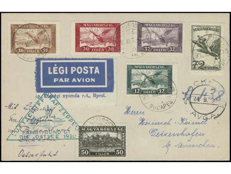 UNGARN: 1930, Ostseefahrt Karte mit interessantem Luftpostzettel aus der rechten unteren Bogenecke und Ankunftsstempel von St