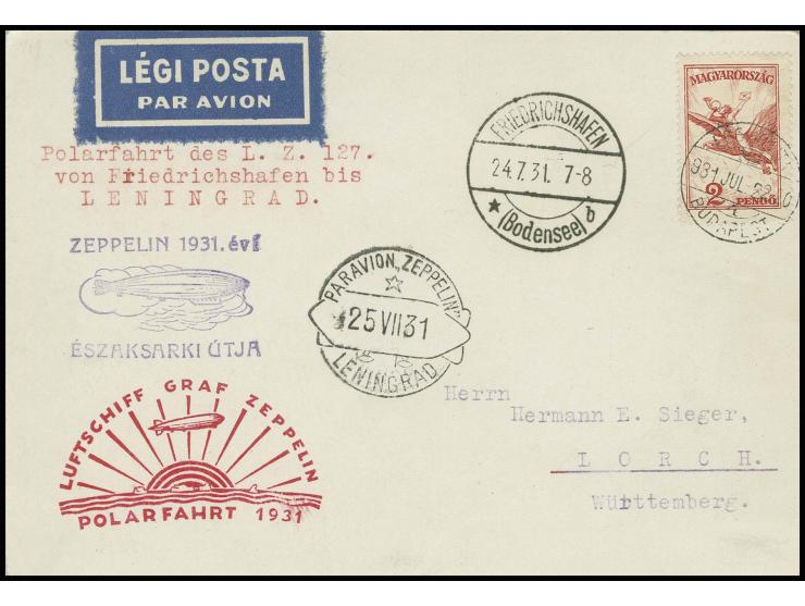 1931, Polarfahrt, Karte bis Leningrad mit vorderseitigem Ankunftsstempel, Kabinett