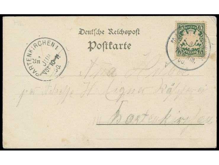 1900, Reklamekarte der Adler-Fahrradwerke vom "Aufstieg von Frl. Kätchen Paulus im Volks-Garten Nymphenburg", gebraucht von M