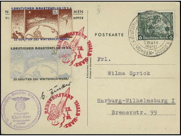 Hexen-Tanzplatz 28.1., Karte mit EZ Nr. 6A1-3 mit rotem Sonderstempel, frankiert mit Wagner 6 Pfg. und Aufgabestempel "THALE 