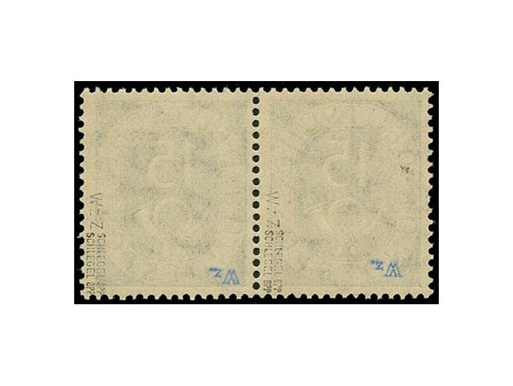 1951, Posthorn 15 Pfg. im waagerechten Paar mit Wasserzeichen Z, postfrisch, tadellos, sign. Schlegel BPP