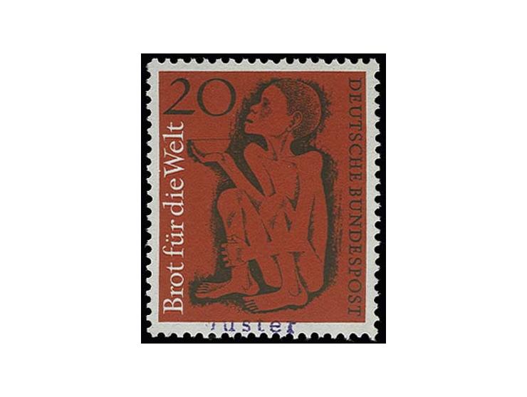 "Brot für die Welt" 20 Pfg. postfrisch mit obligatorischem Handstempel "Muster", einwandfrei, Fotoattest Schlegel BPP