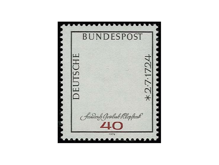 1974, Klopstock 40 Pfg. mit komplett fehlendem Kopfbild, postfrisch, tadellos, sign. Schlegel BPP mit Fotoattest