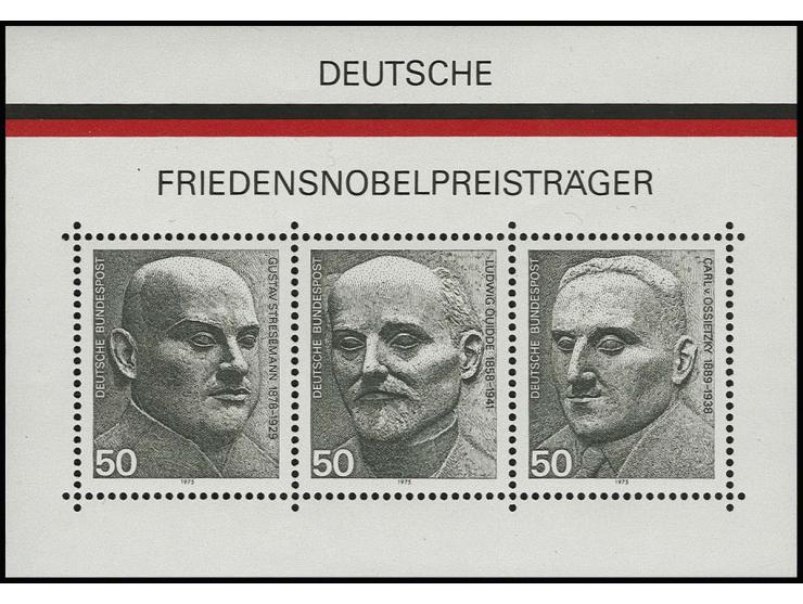 1975, Nobelpreisträger-Block mit fehlendem Golddruck, postfrisch in tadelloser Erhaltung