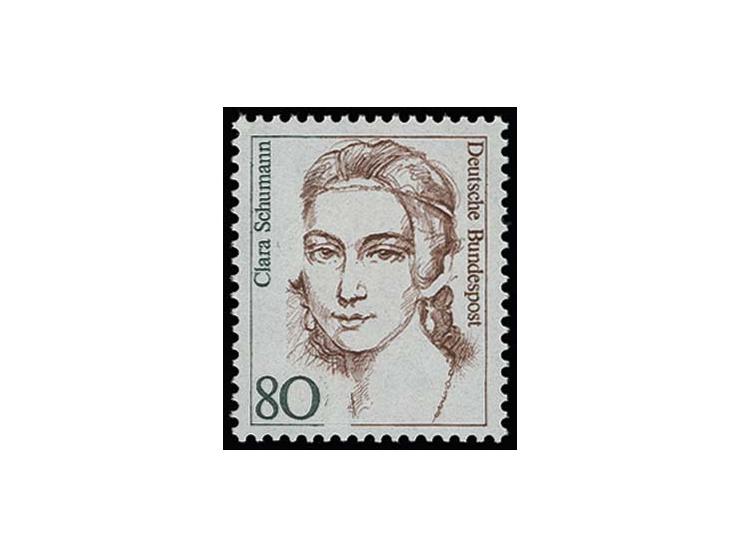 1986, Clara Schumann 80 Pfg. mit Plattenfehler "fehlende Locke", postfrisch, Fotoattest Schlegel BPP