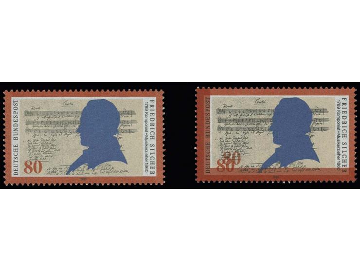 1989, Silcher 80 Pfg. mit klarem Doppeldruck der roten Farbe, postfrisch, Fotoattestkopie Schlegel BPP