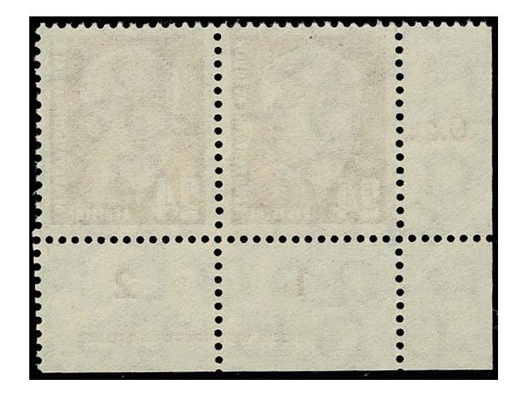 24 Pfg. auf gewöhnlichem Papier mit Wz. 2X II im waagerechten Paar aus der linken unteren Bogenecke mit Druckvermerk 1, postf