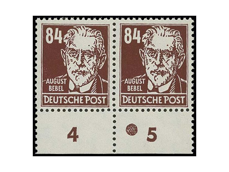 6, 8, 15, 20, 40, 60, 80 und 84 Pfg. mit Wz. 2X II in Einheiten bis zum Unterrand-Viererblock mit Druckereizeichen in Form ei
