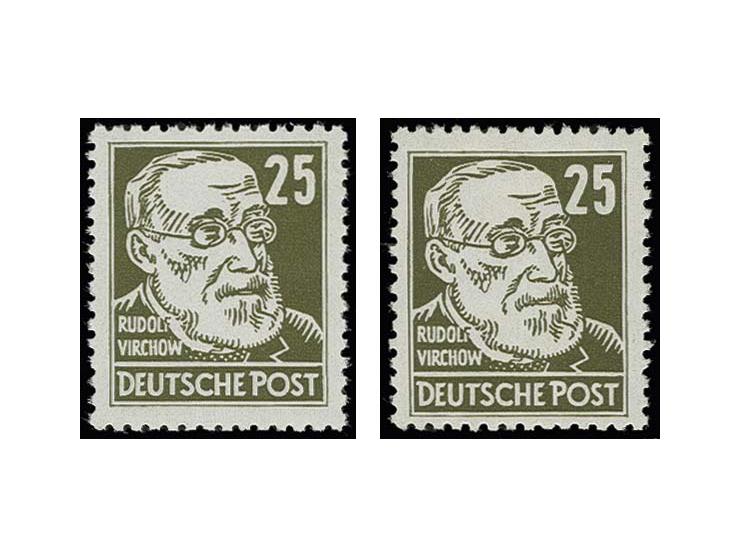 25 Pfg. auf gestrichenem Papier mit Plattenfehler "Punkt über den linken zwei Haarlinien" und "gebrochene Ohrmuschel", postfr