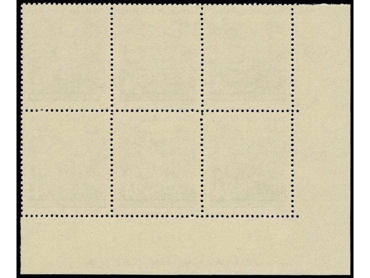 Tag der Briefmarke 24 Pfg. mit Wz. 2X I im Sechserblock aus der linken unteren Bogenecke mit Druckvermerk, postfrisch (Mi. 15