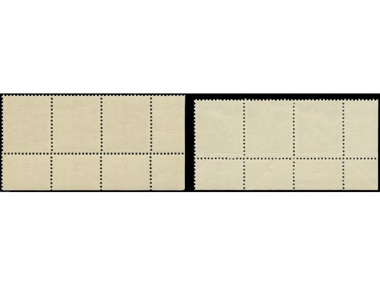 Fünfjahrplan 1-40 und 60-84 Pfg. mit Wz. 2X II kpl. im waagerechten Dreierstreifen bzw. Sechser-Blocks, 24 Pfg. im Paar aus d