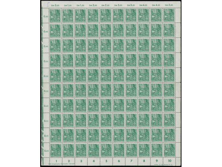 5 Pfg. mit Wz. 2X I im kpl. Bogen mit Druckkontrollvermerk 2 "Auftr.P.111 Barth 21.11.", postfrisch, mehrfach Falt- und Trenn
