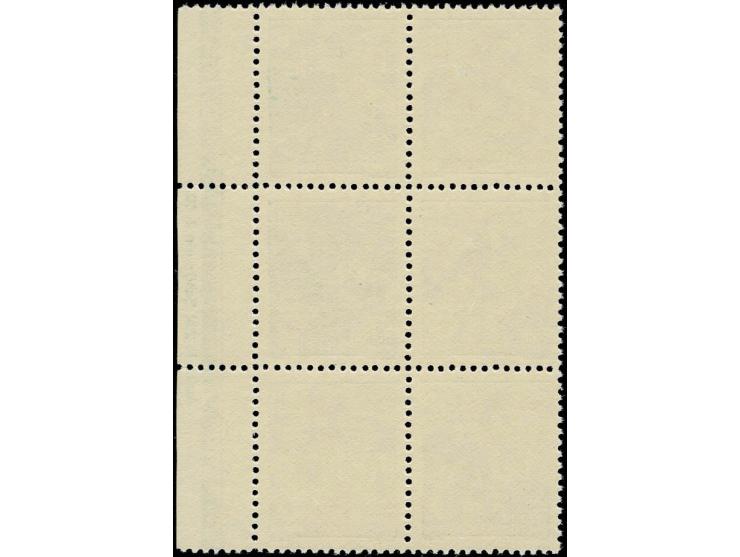 25 Pfg. mit Wz. 2X II im senkrechten 6er-Block mit rechtem Rand und Druckkontrollvermerk 4 "Auftr.P.202 Schönlein 2.10.", pos
