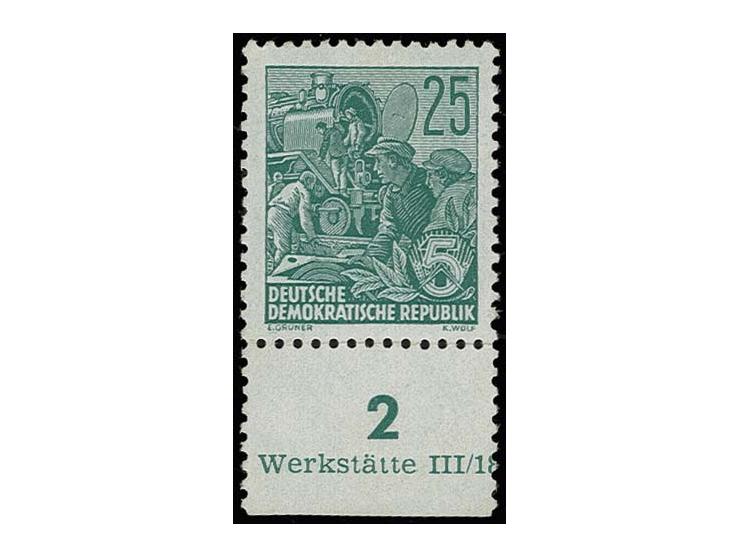 25 Pfg. mit Unterrand und Teil Druckvermerk (Feld 92) mit Wz. Y II, im Rand vorgefaltet und minimal angetrennt, postfrisch, s