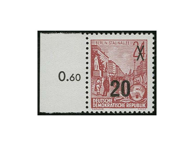 20 auf 24 Pfg. mit glänzendem Aufdruck und Wz. 2Y I, postfrisches linkes Randstück der Neuauflage, Fotoattest Mayer BPP (Mi. 
