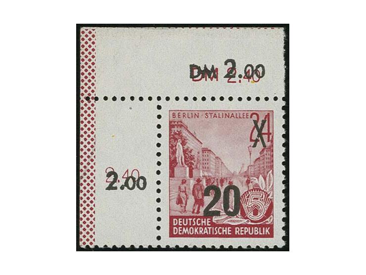 20 auf 24 Pfg. dunkelbräunlichrot, Urmarke im Odr., postfrisch aus der linken oberen Bogenecke, sign. Dietrich, Rehn BPP und 