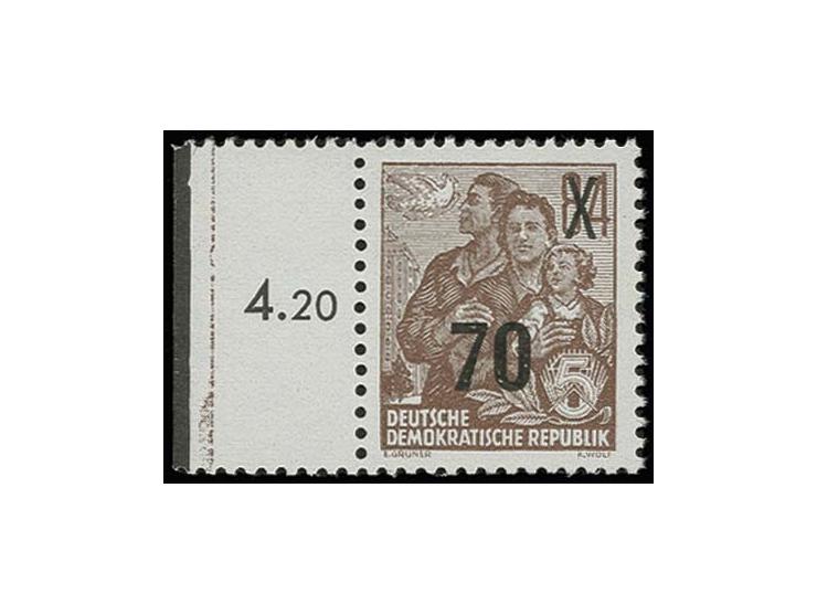 70 auf 84 Pfg. mit glänzendem Aufdruck und Wz. 2YI, postfrisches linkes Randstück, privates Eigentumzeichen und Fotoattest Kö