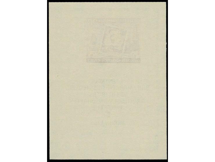 Briefmarken-Austellungsblock mit Abart "Marke um 3 mm oder mehr nach links verschoben", zusätzlich ist die Marke noch um über
