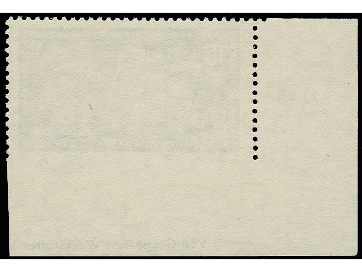 1955, Führer der Arbeiterbewegung 15 Pfg. aus der linken unteren Bogenecke mit großem Teil des Druckvermerks, unten ungezähnt