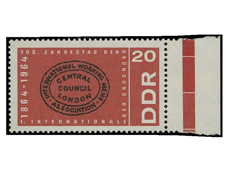 Internationale 20 Pfg. mit Wz. 3Y auf gestrichenem Papier mit Druck auf der nicht gestrichenen Papierseite, postfrisches rech