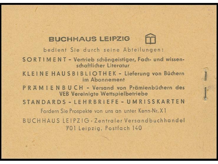 1962, Ulbricht-Heftchen 2 M. "Druck auf 2. Deckelseite fehlend" in Type c1c, postfrisch, sign. sowie Fotobefund Paul BPP (Mi.