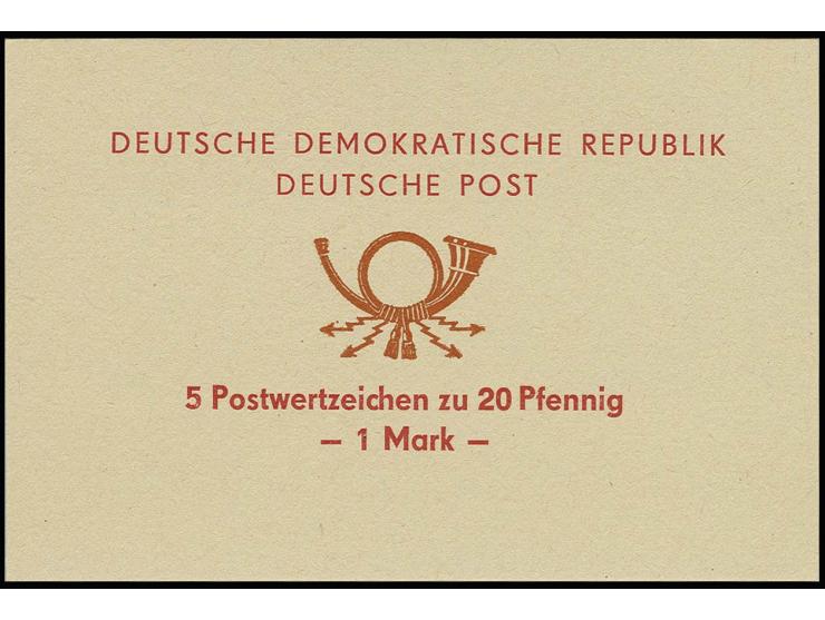 Heftchen 1 M. "Posthorn rötlichbraunocker" in Type II mit Inhalt 5 x Mi.-Nr. 1858, postfrisch, Richter 2 agb