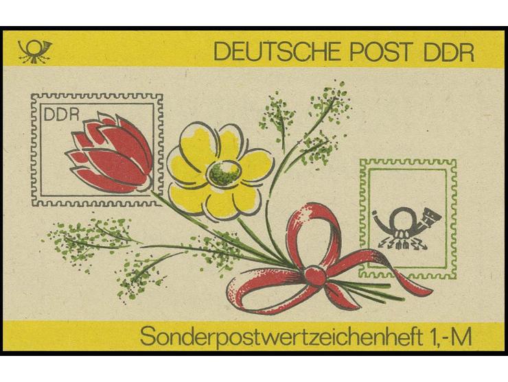 1985, Heftchen 1 M. "Post- und Zeitungswesen" mit Druckvermerk auf der 2. und 3. Deckelseite und Inhalt 10 x Mi.-Nr. 2957, po