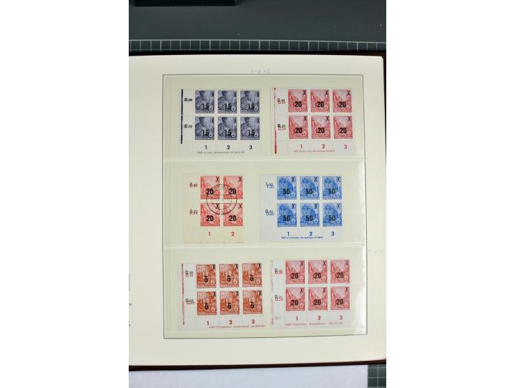 1949/90, in den Hauptnummern nahezu komplette postfrische Sammlung der Druckvermerke und Druckereizeichen, meist in Vierer- o