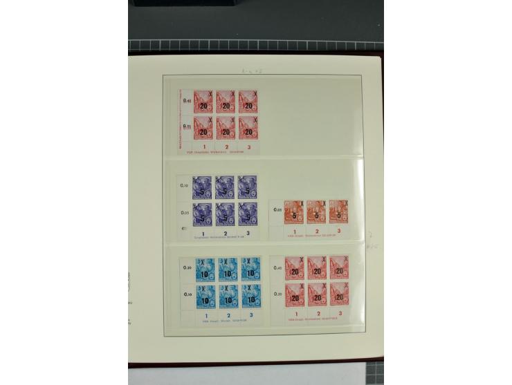 1949/90, in den Hauptnummern nahezu komplette postfrische Sammlung der Druckvermerke und Druckereizeichen, meist in Vierer- o
