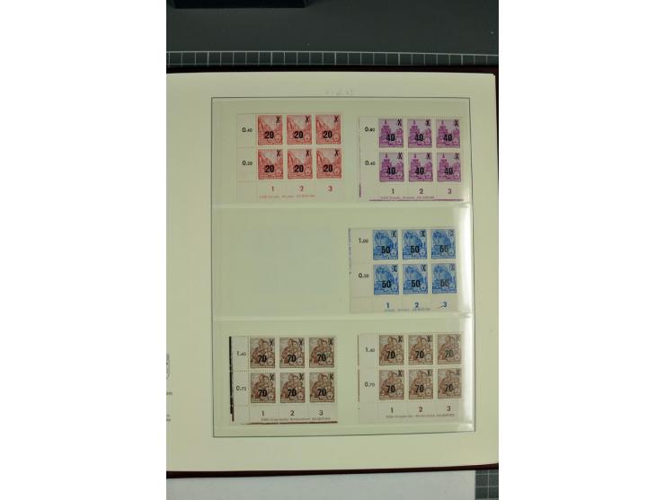 1949/90, in den Hauptnummern nahezu komplette postfrische Sammlung der Druckvermerke und Druckereizeichen, meist in Vierer- o