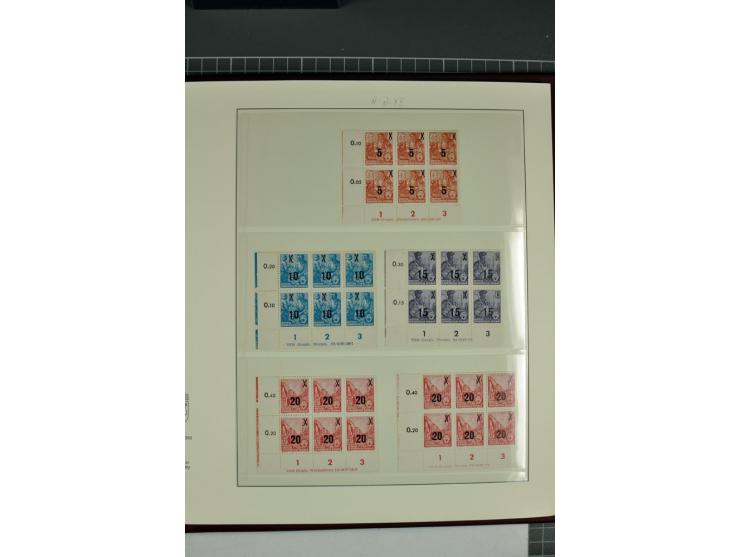 1949/90, in den Hauptnummern nahezu komplette postfrische Sammlung der Druckvermerke und Druckereizeichen, meist in Vierer- o