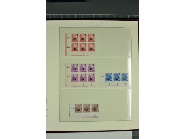 1949/90, in den Hauptnummern nahezu komplette postfrische Sammlung der Druckvermerke und Druckereizeichen, meist in Vierer- o