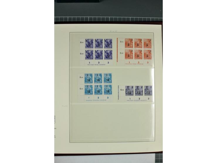 1949/90, in den Hauptnummern nahezu komplette postfrische Sammlung der Druckvermerke und Druckereizeichen, meist in Vierer- o