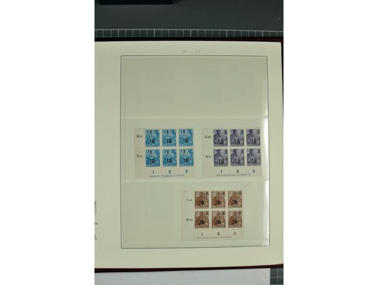 1949/90, in den Hauptnummern nahezu komplette postfrische Sammlung der Druckvermerke und Druckereizeichen, meist in Vierer- o