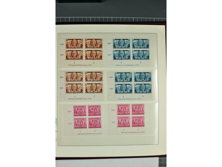 1949/90, in den Hauptnummern nahezu komplette postfrische Sammlung der Druckvermerke und Druckereizeichen, meist in Vierer- o