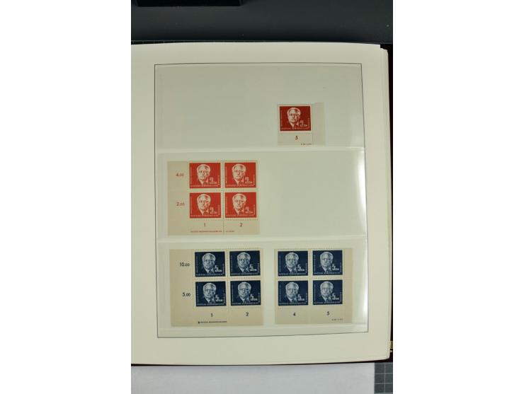 1949/90, in den Hauptnummern nahezu komplette postfrische Sammlung der Druckvermerke und Druckereizeichen, meist in Vierer- o
