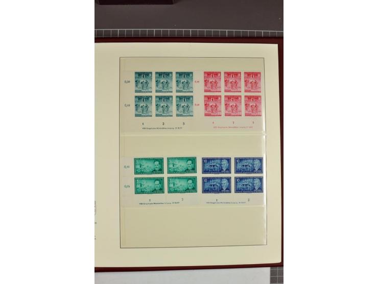 1949/90, in den Hauptnummern nahezu komplette postfrische Sammlung der Druckvermerke und Druckereizeichen, meist in Vierer- o