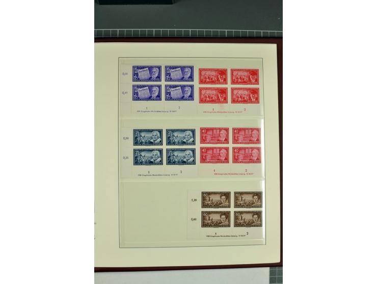1949/90, in den Hauptnummern nahezu komplette postfrische Sammlung der Druckvermerke und Druckereizeichen, meist in Vierer- o