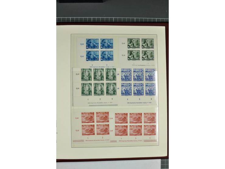 1949/90, in den Hauptnummern nahezu komplette postfrische Sammlung der Druckvermerke und Druckereizeichen, meist in Vierer- o