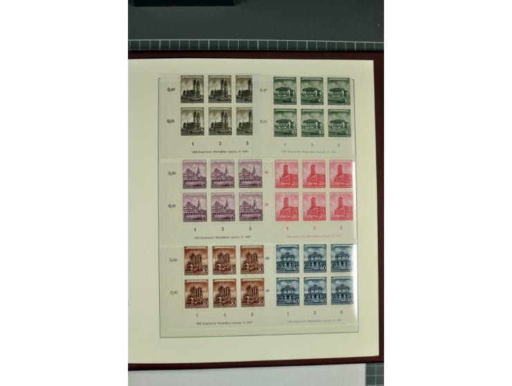 1949/90, in den Hauptnummern nahezu komplette postfrische Sammlung der Druckvermerke und Druckereizeichen, meist in Vierer- o