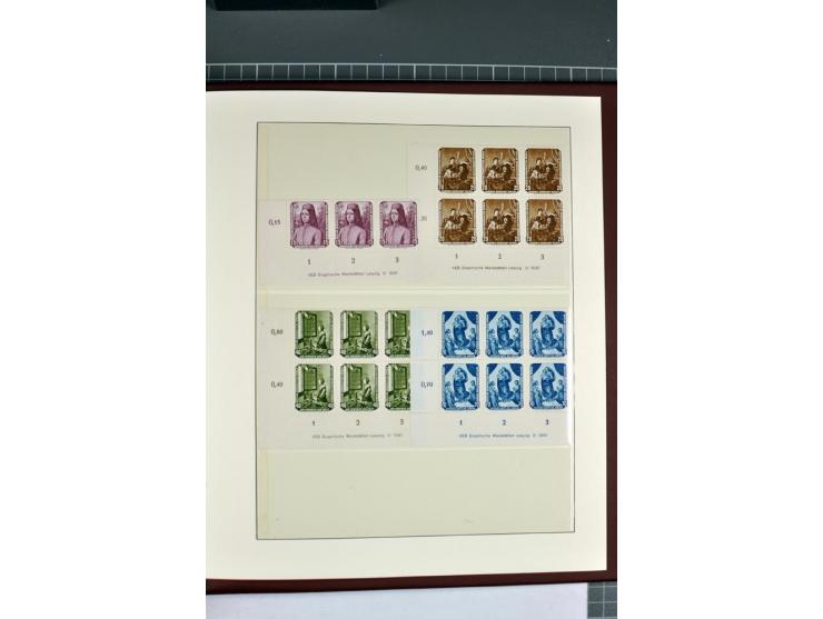 1949/90, in den Hauptnummern nahezu komplette postfrische Sammlung der Druckvermerke und Druckereizeichen, meist in Vierer- o