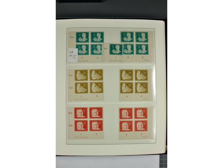 1949/90, in den Hauptnummern nahezu komplette postfrische Sammlung der Druckvermerke und Druckereizeichen, meist in Vierer- o