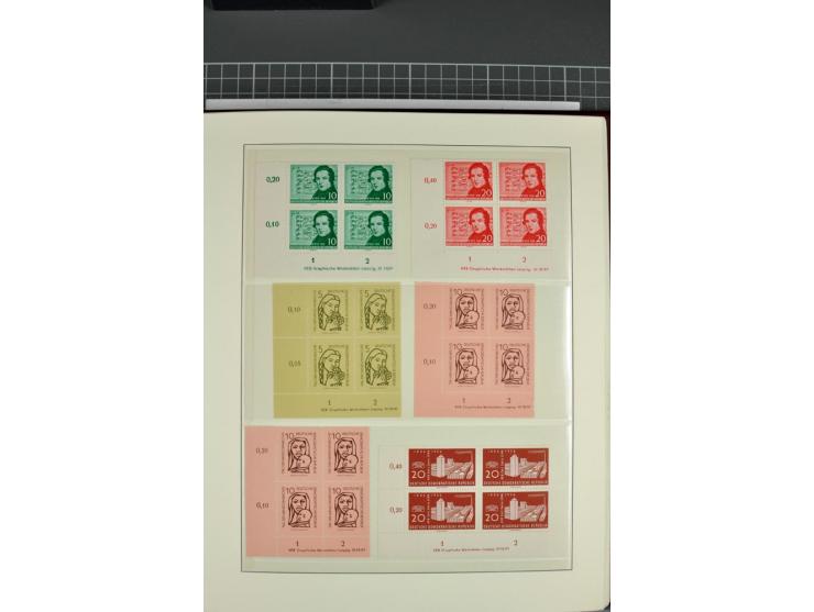 1949/90, in den Hauptnummern nahezu komplette postfrische Sammlung der Druckvermerke und Druckereizeichen, meist in Vierer- o