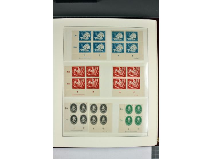 1949/90, in den Hauptnummern nahezu komplette postfrische Sammlung der Druckvermerke und Druckereizeichen, meist in Vierer- o