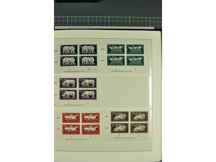 1949/90, in den Hauptnummern nahezu komplette postfrische Sammlung der Druckvermerke und Druckereizeichen, meist in Vierer- o
