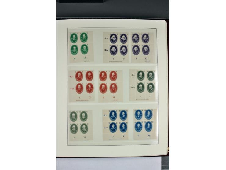 1949/90, in den Hauptnummern nahezu komplette postfrische Sammlung der Druckvermerke und Druckereizeichen, meist in Vierer- o