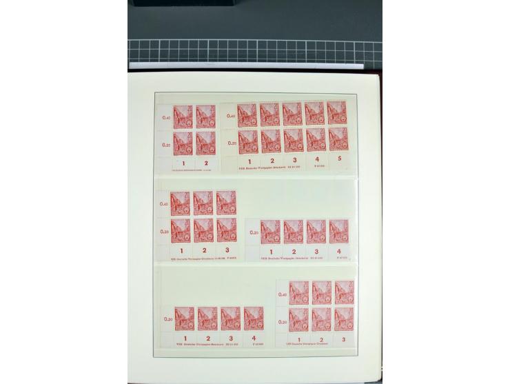 1949/90, in den Hauptnummern nahezu komplette postfrische Sammlung der Druckvermerke und Druckereizeichen, meist in Vierer- o