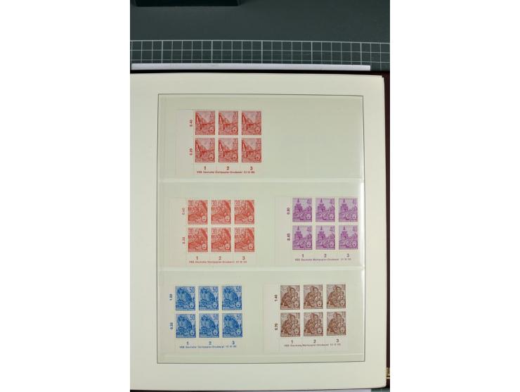 1949/90, in den Hauptnummern nahezu komplette postfrische Sammlung der Druckvermerke und Druckereizeichen, meist in Vierer- o