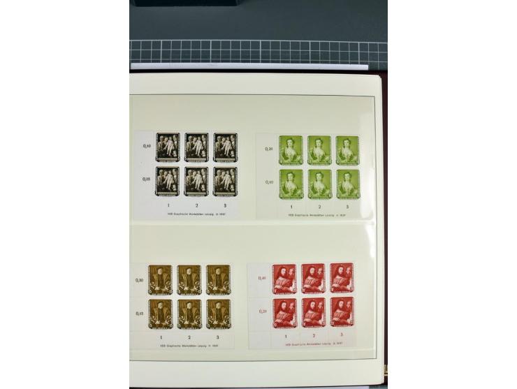 1949/90, in den Hauptnummern nahezu komplette postfrische Sammlung der Druckvermerke und Druckereizeichen, meist in Vierer- o