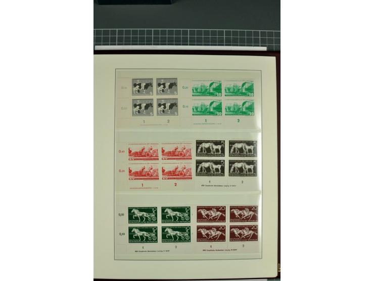1949/90, in den Hauptnummern nahezu komplette postfrische Sammlung der Druckvermerke und Druckereizeichen, meist in Vierer- o